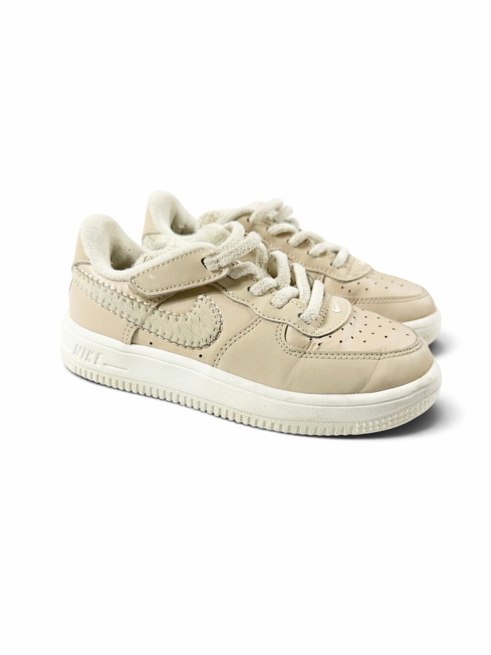 Nike Force 1 Low EasyOn Kids Sneakers Beige Sail Velcro Size 12 kids